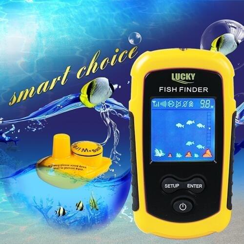 FFCW1108-1 Portable Fish Finder Echo Sounder 120m Wireless Fish Finder Alarm 40M/130FT Sonar Depth Ocean River fishfinder