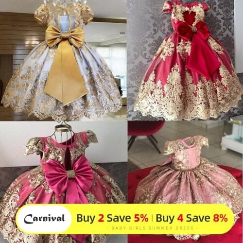 Girls Wedding Dresses For Kids Elegant Evening Communion Princess Party Tutu Vestidos Children Lace Flower Bridesmaid Costume