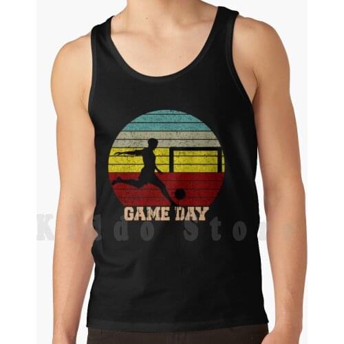Game Day Football Retro Sunset Tank Tops Vest 100% Cotton Football Sports Soccer Baseball Sport Ball