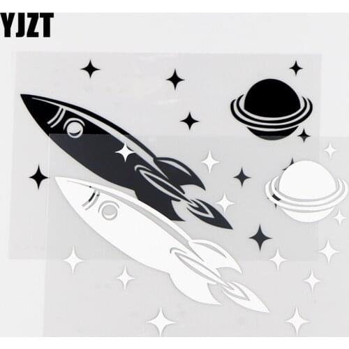YJZT16X10.6CM Rocket Mysterious Space Interesting Vinyl Car Stickers Decals Black / Silver 10A-0170