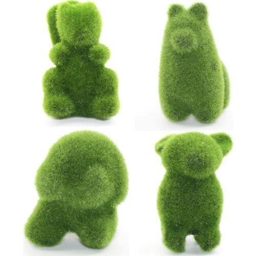 1Set Simulation Plant Green Mini Potted Plants Small Animal Bonsai Table-Top Decoration Office Grasses Rabbit Squirrel Bonsai