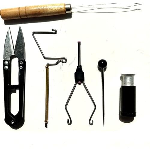 KKWEZVA 6pcs set tapered feet bullet bobbin holder with arc mouth or ceramic tip standard size fly tying tools