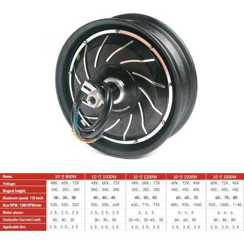 10 Inch 60V 72V 96V 1500W Wheel Motors electric bicicleta For Electric Motocycle Electric Bike adult electric car Vehicle