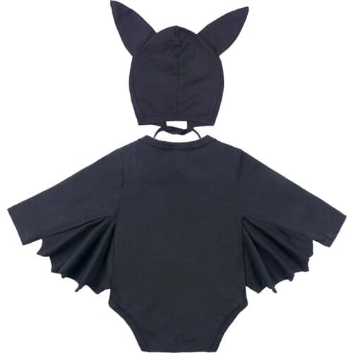Newborn bodysuit baby babies clothes bat creativity long sleeve cotton solid color infant clothing+hat 0-24 Months