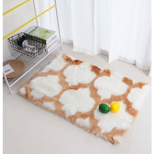 Morocco Carpet Decor Shaggy Soft Fur Floor Long Cushion Area Rug Sheepskin Home Mat Area Rug for Living Room Bedroom Carpet D30