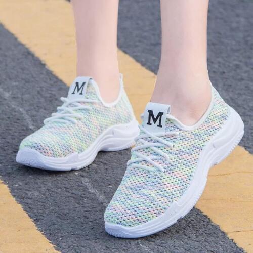Sooneeya Summer Hollow Breathable Sneakers Women Letter Pattern Design Platform Korean Shoes Woman Gradient Color Baskets Femme
