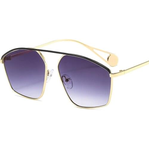 2021 Hot Selling Shield Sunglasses Women Men Gradients Lens Alloy Frame Leg Luxury Brand Designer Conspicuous Square Sunglasses