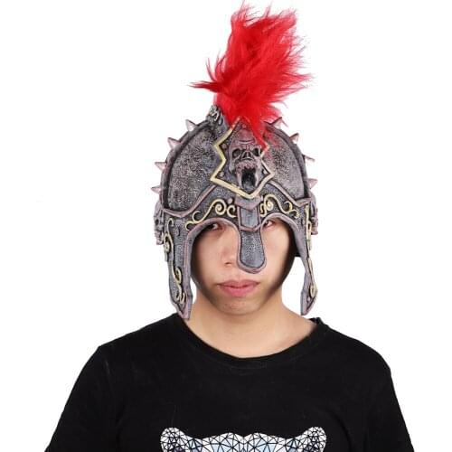Halloween Red Feather Warrior Samurai Mask Film and Television Costume Carnival Dress Up Performance Caps Latex Caps Stage Movie