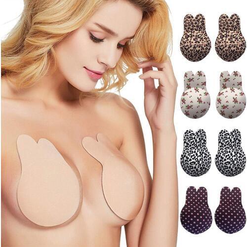 Cute Rabbit Bra Women Reusable Breast Petals Lift Nipple Cover Invisible Push Up Bra Adhesive Strapless Bralette Stick On Bras