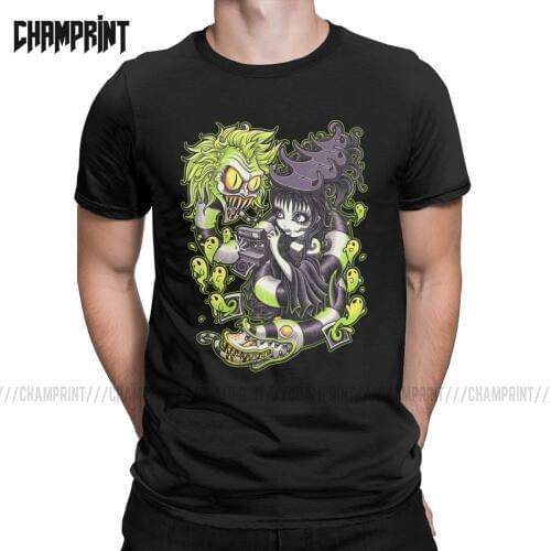 Men T-Shirts Strange And Unusual Beetlejuice Awesome Pure Cotton Tees Short Sleeve Tim Burton Keaton Michael Creepy T Shirt