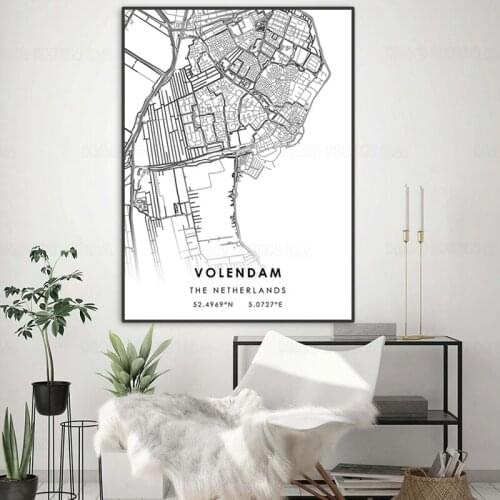 Custom Travel Wall Art Picture Volendam Poster Destination Canvas Painting for Living Room Home Decoration World Map Prints