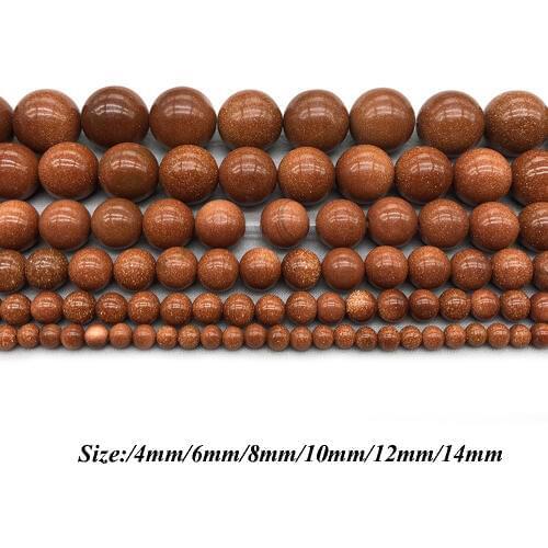 Natural Stone Brown Sand Stone Round Loose Charm Beads for Jewelry Making Finding 4 6 8 10 12 14 MM J146