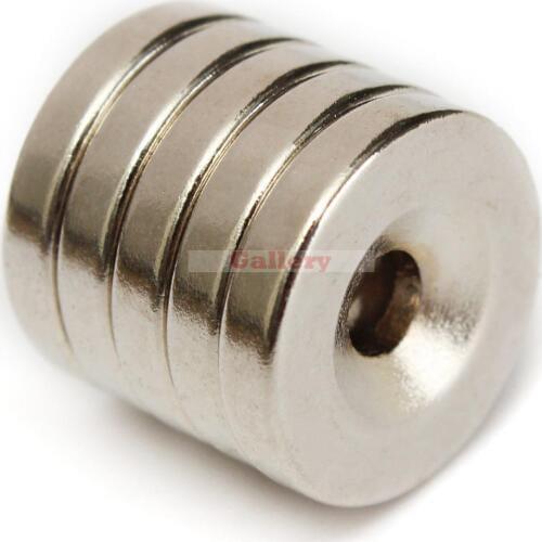 15 Pcs N50 15x3mm Countersunk Ring Magnets 4mm Hole Rare Earth Neodymium