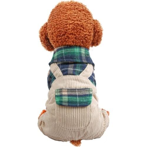 Pet Clothing College Style Plaid Pocket Dog Jumpsuit Dog Coat Ropa Para Perros Mascotas Dog Clothes for Small Dogs Pets Supplies