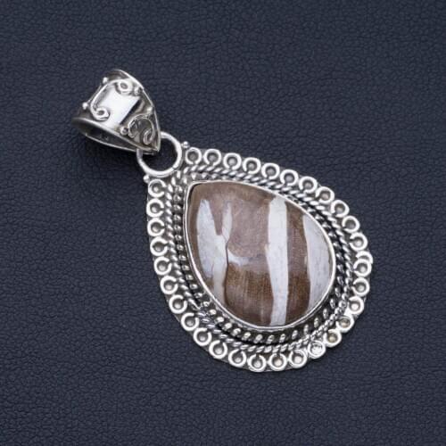 Natural Russian Graph Feldspar Punk Style 925 Sterling Silver Pendant 2" P0844