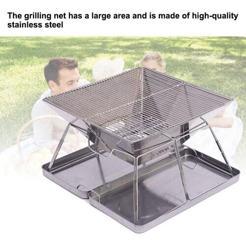 Portable Stainless Steel Folding BBQ Grill Barbecue Charcoal Grills for Outdoor Camping Picnic BBQ Tools