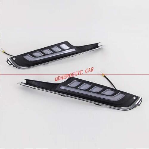 QDAEROHIVE Car Accessories 12V DRL Fog Lamp cover 2Pcs LED Daytime Running Light For VW Volkswagen Golf 7 2013-2016