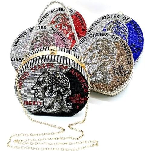 Available Fast shipping Luxury whim shining crystal dime coin bag classical diamonds money shoulder bag cross body bag