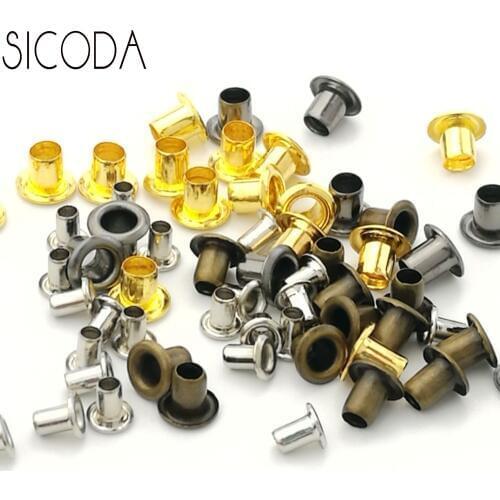 SICODA 100pcs 1.5/2/2.5mm mini Grommets Eyelets hollow rivet bjd brass Eyelets Doll Clothing Accessories bag decorative