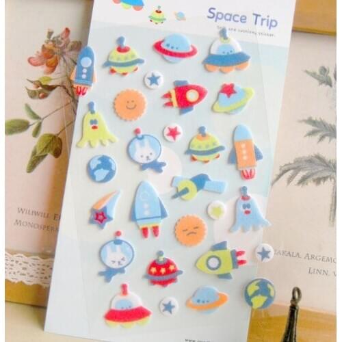 Pretty Cartoon Space Trip Printed Felt Sticker DIY Nonwoven Felt Fabric