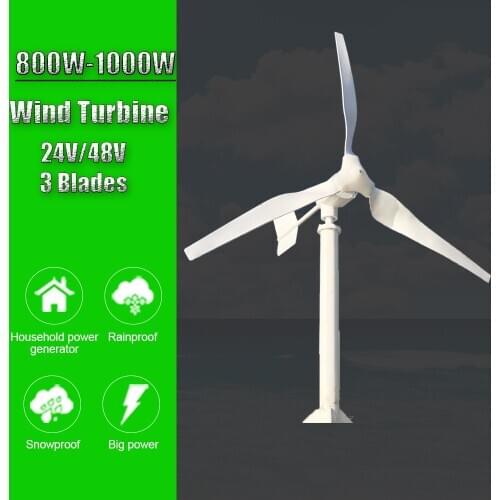 Free Energy 800W 1000W 3 Blades Windmill 24V 48V Wind Turbine Generator For Home Street Lamps Monitoring Boat