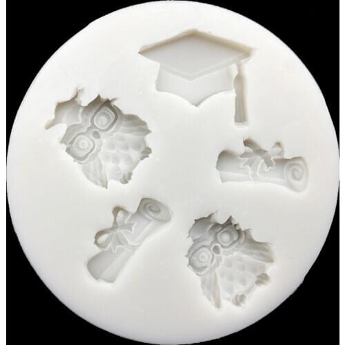 Graduation Thesis Owl Doctorial Silicone Sugarcraft Mold Fondant Cake Decorating Tools Candy Clay Cupcake Chocolate Baking Mold