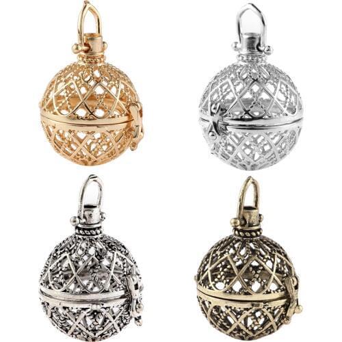 Jewelry Necklaces DIY hand made Round Locket Ball Cage Pendant Mountings Can Open Charms DIY Jewelry making