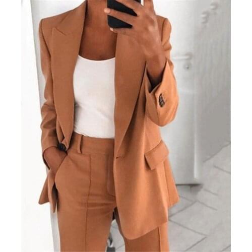 Womens suit Jacket Solid Color Turndown Collar Women Long Sleeve Buttons Blazer Fashion Blazers Casuual костюм женский 2021