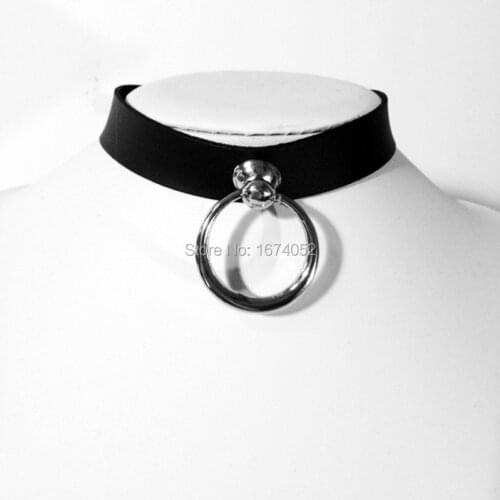 Girl Punk Rock Gothic 100% Handcrafted Handmade Buckle O Round Leather Choker Collar Necklace Bondage