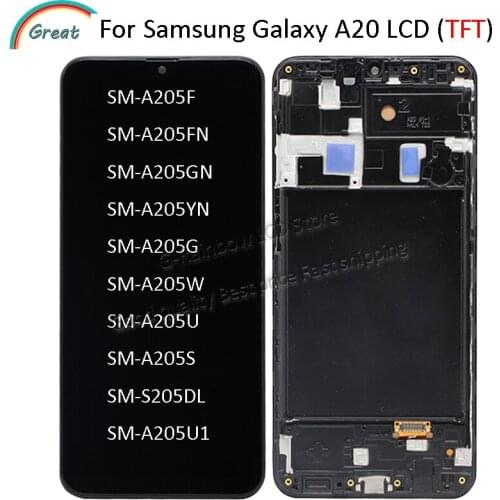 TFT For Samsung Galaxy A20 A205 LCD Display Touch Screen Digitizer Replacement for Samsung A20 A205 A205F display screen