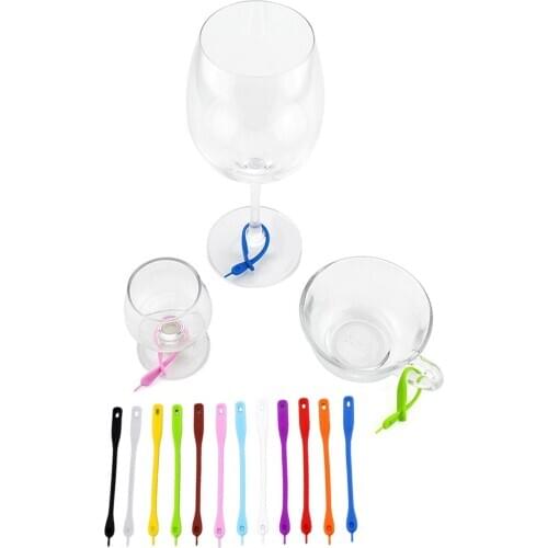 12Pcs Silicone Party Suction Drinking Cup Wine Glass Marker Recognizer