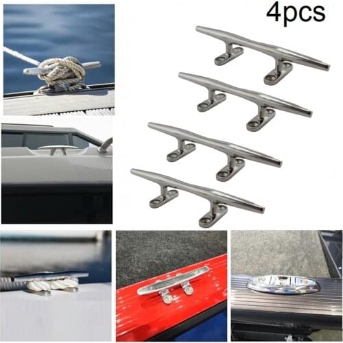 4PCS 316 Stainless Steel Boat Deck Hollow Open Base Cleat Flush Mooring Cleat 4 inch To 8 inch For Marine Yacht Ship