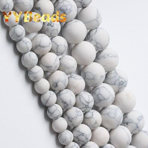 6 8 10mm Natural Stone Matte White Howlite Turquoises Beads Round Spacer Beads For Jewelry Making DIY Charm Bracelets 15" Strand