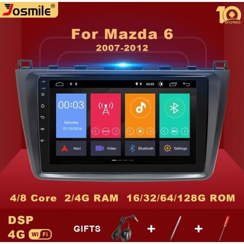 4GB 128G 2 din Android 10 Car Multimedia Player For Mazda 6 2007 2008-2012 Radio Navigation GPS Video Carplay DVD RDS Wifi DSP