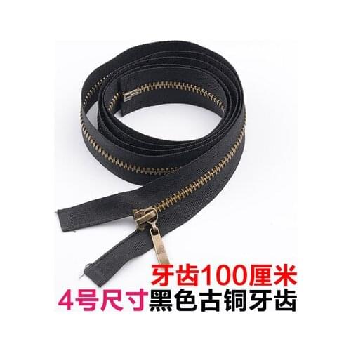 Free shipping 3pcs/lot 100cm black cloth bronze teeth zipper 4# copper zipper jacket zipper coat down jacket zipper