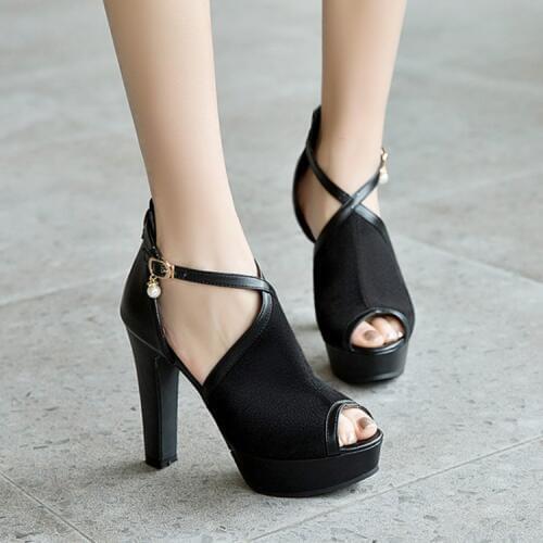 Big Size 18 1 High heels sandals women shoes woman summer ladies Pure color High heeled sandals