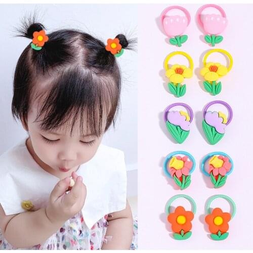 10pcs/set Children Hair Band Set Elastic Baby Girl Small Size Cartoon Hair Scrunchies Protect Hair Rubber Bands Hair Accessories