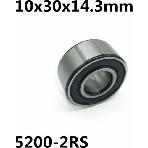 10PCS 5200-2RS 10x30x14.3mm Double row angular contact bearings 5200 Free shipping