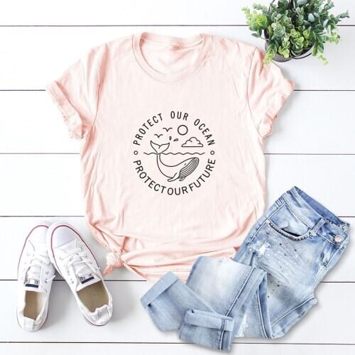 Plus Size 5XL Cute Whale Print T Shirt Women Oversize Summer T-shirts Female Cotton Short Sleeve Tees Top Woman Casual Tshirt