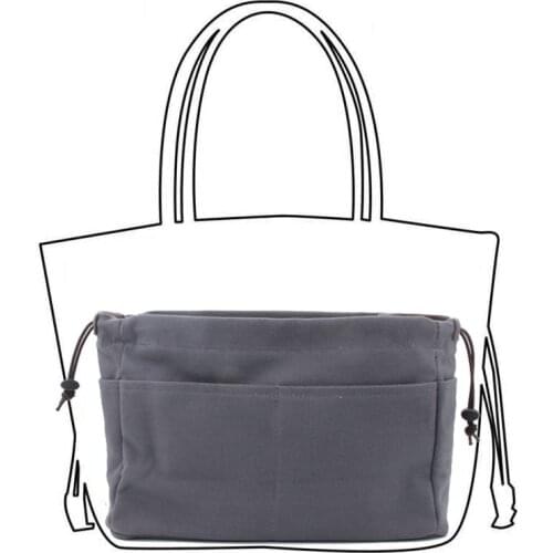 High Quality Canvas Purse Organizer Bag Canvas Handbag Organizers Insert Bag Sturdy 10 Pockets Grey Color 2 Sizes