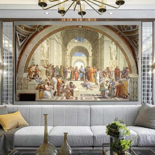Famous Painting Art School of Athens by Raphael Canvas Painting Posters and Prints on Canvas Wall Pictures for Living Room Decor