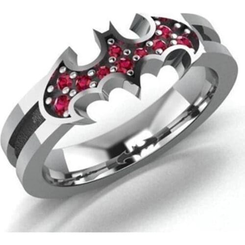Unique Red Demon Bat Rings For Women Engagement Halloween Party Jewelry Female Hand Accessories Size 6-10