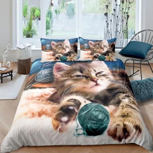 Animal Bedding Set Fashion 3D Cat Peacock Bird Printed Duvet Cover 2-3 Pieces Bedclothes Pillowcase Quilt Comforter Covers