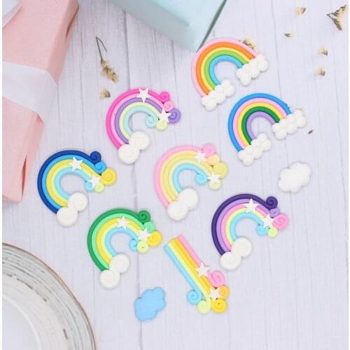 KSCRAFT 10pcs Colorful Rainbow Clay Embellishments for DIY Card Making Craft Color Collection