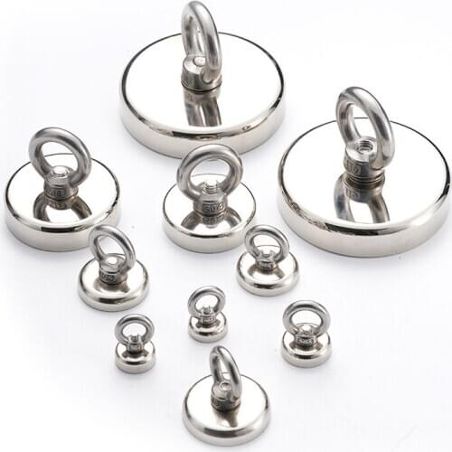 D75mm strong powerful round neodymium Magnet hook salvage magnet sea Fishing equipments Holder Pulling Mounting Pot with ring