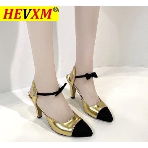 Fashion high heels 2021 new women shoes Black, gold pointed toe bow high heel women shoes Sexy party shoes ladies shoes sandals