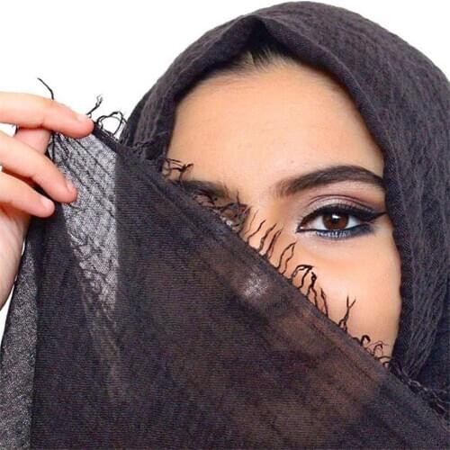 Wholesale price 70*175cm women muslim crinkle hijab scarf soft cotton headscarf islamic head wraps hijab femme musulman