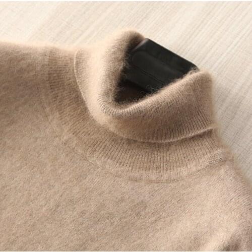 Man Jumpers 100% Mink Cashmere Knitted Sweaters Hot Sale Soft Turtleneck Winter Thick Warm Jumpers 8 Colors Men Sweater