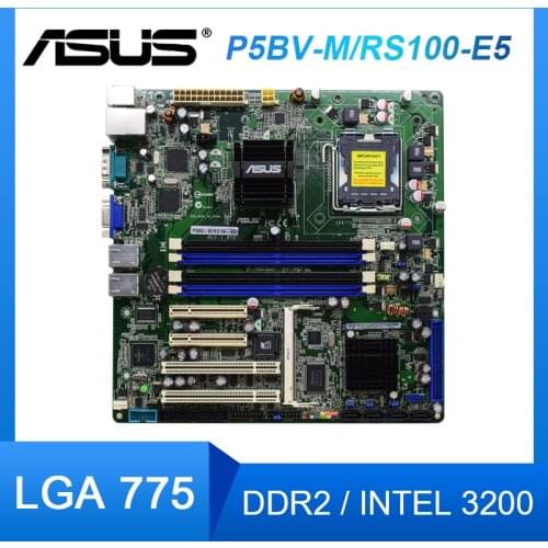 FOR ASUS P5BV-M/RS100-E5 775 Server Motherboards Dual Gigabit LAN DDR2 Sea Spider Soft Routing M-ATX Original Desktop Mainboards