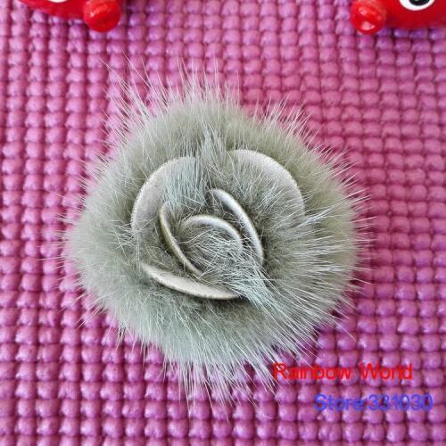 Real Genuine grey Mink Fur Rose flower Brooch for coat corsage Fashion DIY accessories 2 Pieces/lot